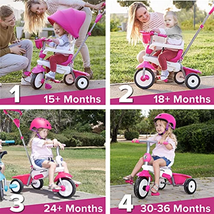 smarTrike Breeze Plus Dreirad für Kleinkinder im Alter von 1-3 Jahren – Variables( mehrstufiges) 4-in-1-Dreirad (Prinzessinnen-Rosa) – Bild 2