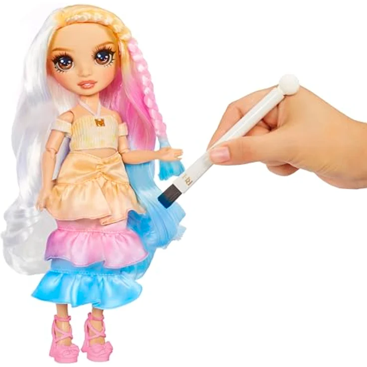 Rainbow High Watercolour & Create DIY Modepuppe, Auswaschbare Wasserfarben & Batikset - Braune Augen, Lockenhaar, Extra Top & Schuhe - 4-12+ Jahre, Regenbogenfarben (Rosa, Orange, Gelb, Grün, Blau, Lila) – Bild 3