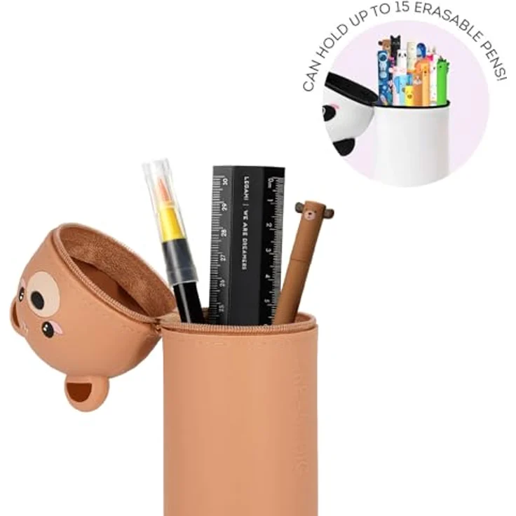 LEGAMI Kawaii 2-in-1 Weiche Silikontasche - Teddy Bear, Reißverschluss, Stiftehalter, Silikon, bunt, H 18,5 cm – Bild 3
