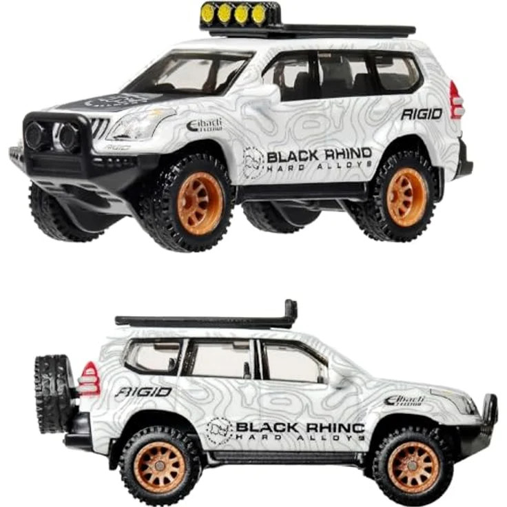 Hot Wheels Mercedes-Benz Sprinter Tourer & Toyota Land Cruiser Prado, Modellfahrzeuge 1:64, weiß/grau + beige, Metall mit Kunststoffteilen – Bild 2
