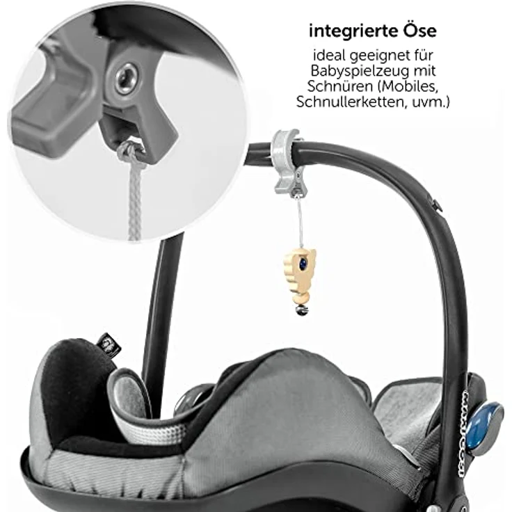Zamboo Universal Kinderwagen Klammern 6 Stück - Haken/Clips zur Befestigung von Spielzeug, Spucktüchern und Kleidung an Buggy, Kinderwagen oder Babyschale - Grau Weiß – Bild 5