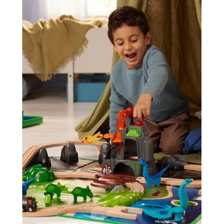 BRIO® Dinosaurier Deluxe Set, Spielzeugeisenbahn-Erweiterung mit 45 Teilen, inkl. Vulkan mit Licht und Sound, FSC®-zertifiziert – Bild 6