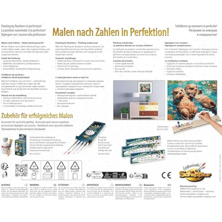 Schipper Malen nach Zahlen Meisterklasse, Otterpärchen, Malvorlage mit detaillierten Strukturen und warmen Brauntönen, Made in Germany – Bild 2