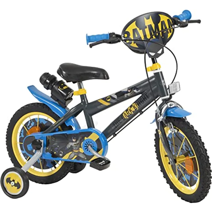 T&Y Trade 14 Zoll Disney Kinder Jungen Fahrrad Kinderfahrrad Jungenfahrrad Kinderrad Rad Bike Schwarz Batman 14913, Luftbereifung, Trinkflasche, originales Batman Lizenzprodukt