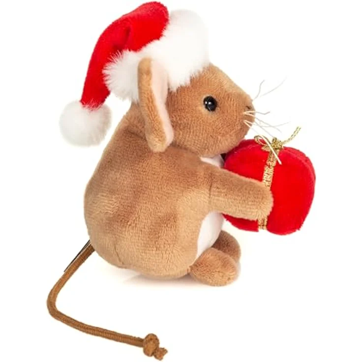 Teddy Hermann® Kuscheltier Weihnachtsmaus mit Geschenk, 11 cm, niedlicher Hingucker für die festliche Jahreszeit – Bild 2