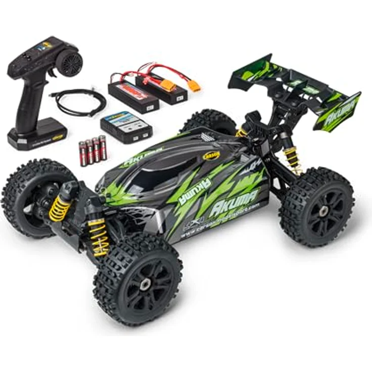 Carson 500409082 Akuma Buggy 1:8 4WD RTR, ferngesteuertes Offroad-Auto, grün, 70 km/h, wasserdicht, inkl. 2x Lipo Akkus und Fernsteueranlage – Bild 1