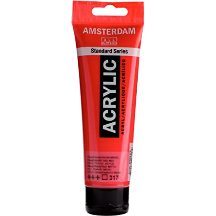Amsterdam Talens Acrylfarbe, 120 ml, Künstlerqualität, transparente rote Malfarbe, lichtecht, wasserverdünnbar