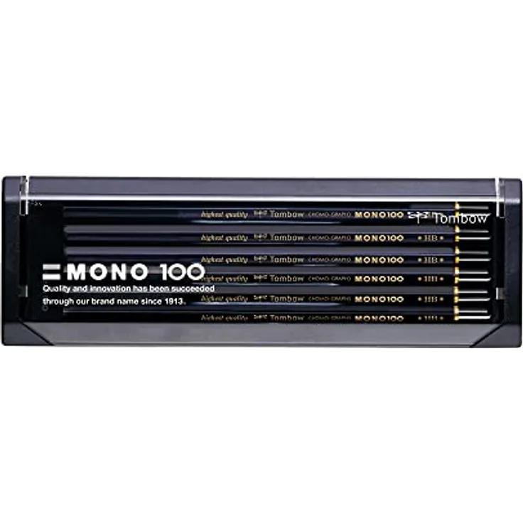 Tombow MONO-100-HB Bleistift Mono 100 Härtegrad HB, 12-er Set, extra-dunkle Graphitmine, feine Lackveredelung