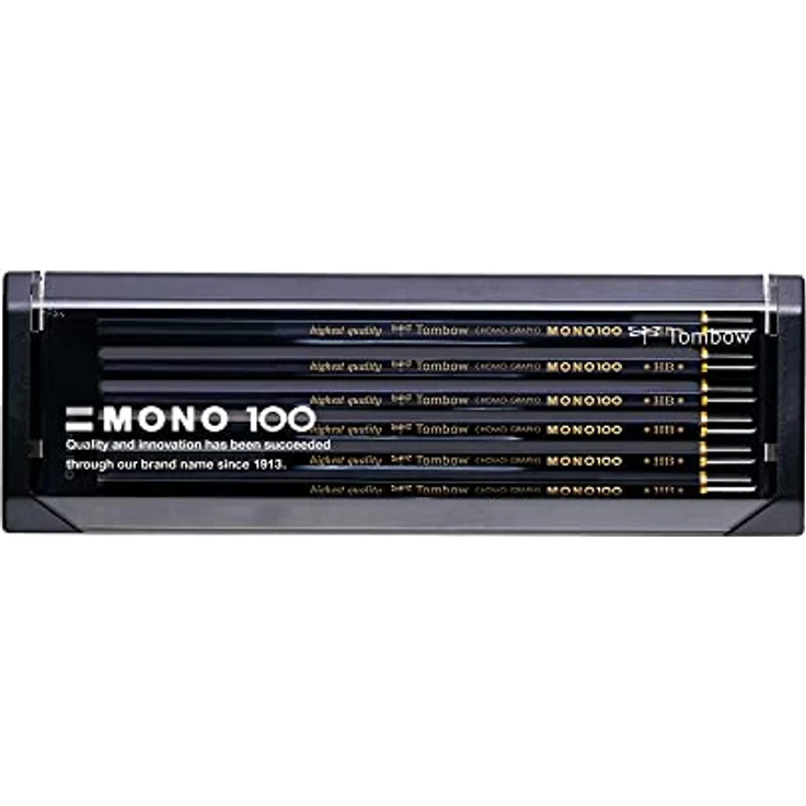 Tombow MONO-100-HB Bleistift Mono 100 Härtegrad HB, 12-er Set, extra-dunkle Graphitmine, feine Lackveredelung – Bild 1