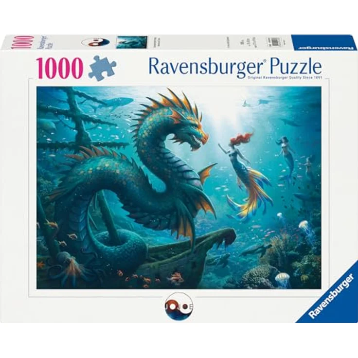 Ravensburger Puzzle 12001434 Enchanted Depths: Dragon, Mermaid and Turtles - 1000 Teile für Erwachsene und Kinder ab 14 Jahren, farbige Landschaftsmotive, handgefertigte Stanzmesser, reflexfreies Puzzlebild, knickstabile Puzzleteile – Bild 2