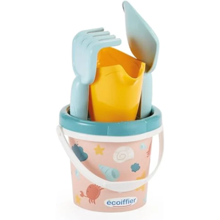 Ecoiffier Eimer-Set Small Ocean, 5-tlg. Sandspielzeug für Kinder mit Giesskanne, Sieb, Rechen und Schaufel, robust und farbenfroh – Bild 1