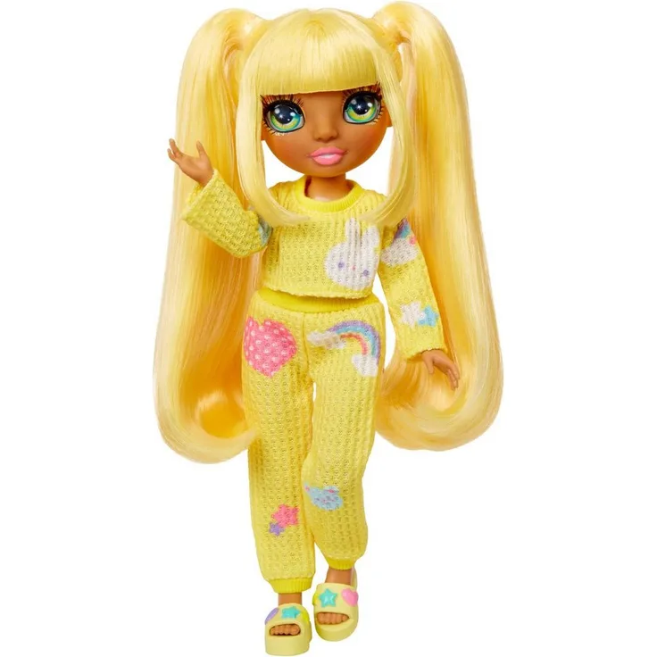 Rainbow High Anziehpuppe Junior High PJ Party Fashion Doll Sunny (Yellow) - Übernachtungsparty Design, viele passende Accessoires