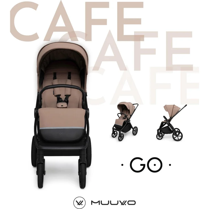 Muuvo GO Kinderwagen Sporwagen Buggy GO Cafe, für Kinder ab 6 Monaten, mit Sicherheitsgurt und Feststellbremse