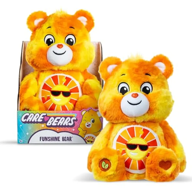Troetelbeertjes Care Bears Kuscheltier Colour Splash Funshine Bear, 35cm, mit detailliertem Belly Badge und modernem Plüschdesign