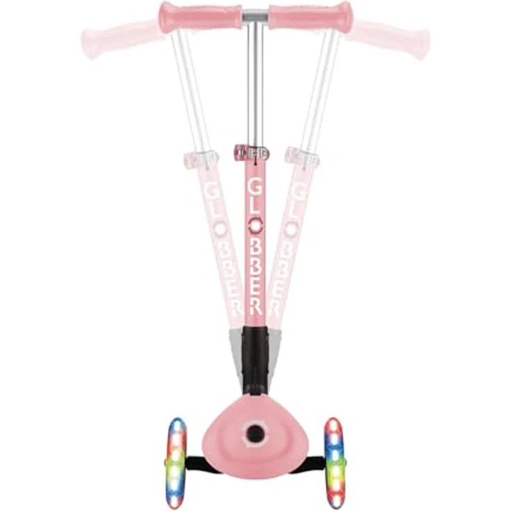 GLOBBER JUNIOR FOLDABLE LIGHTS Tretroller, 3-rädrig mit LED-Leuchtrollen, 120/80 mm, ABEC 9, pastellrosa – Bild 5