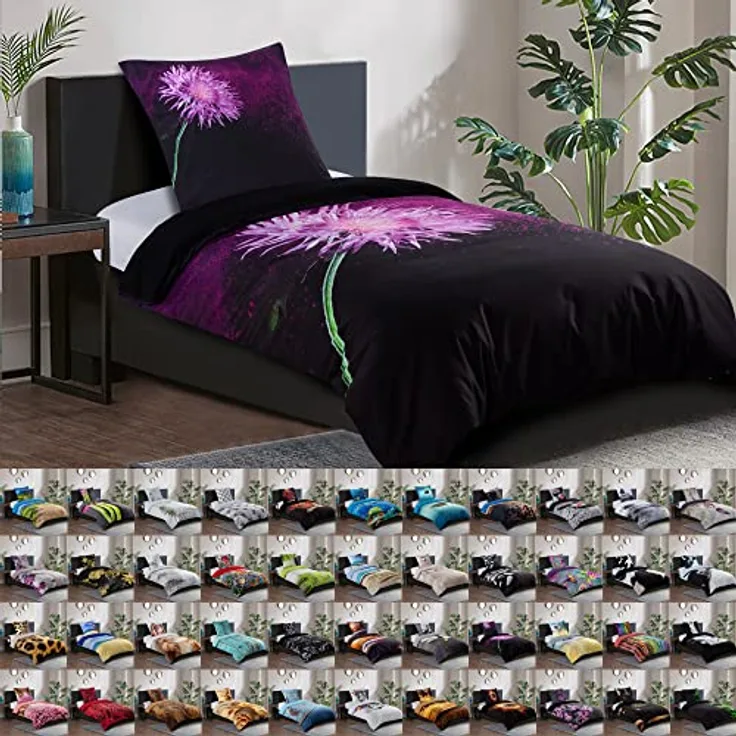 Sanilo® Bettwäsche 135x200 cm, 100% feinste Baumwolle, 2-teilig, Purple Dust, Oeko-TEX Zertifiziert