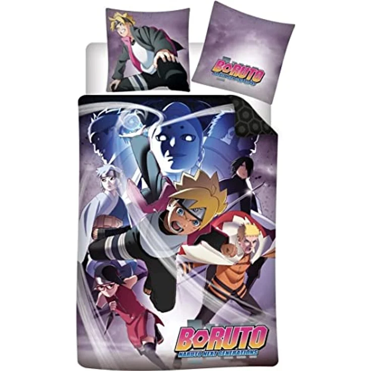 Aymax Boruto Parure de lit 140 x 200 cm, 100% Baumwolle für Kinderbettwäsche – Bild 1