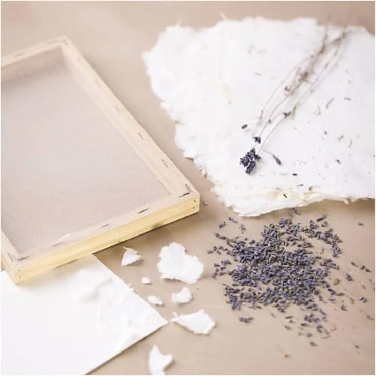 Creotime Easy Kit Papermaking Papierschöpf-Set A5, 18-tlg. Komplettset zur Papierherstellung für 4 A5 Blätter – Bild 7