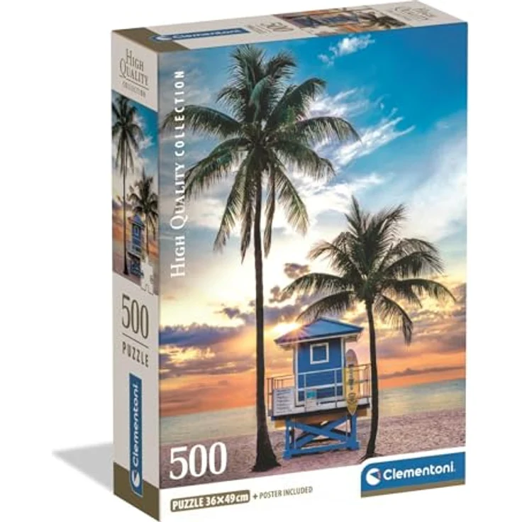 Clementoni Puzzle Collection - Miami Beach Florida, 500 Teile, Compact Box, Made in Italy, Erwachsene 14-99 Jahre – Bild 1
