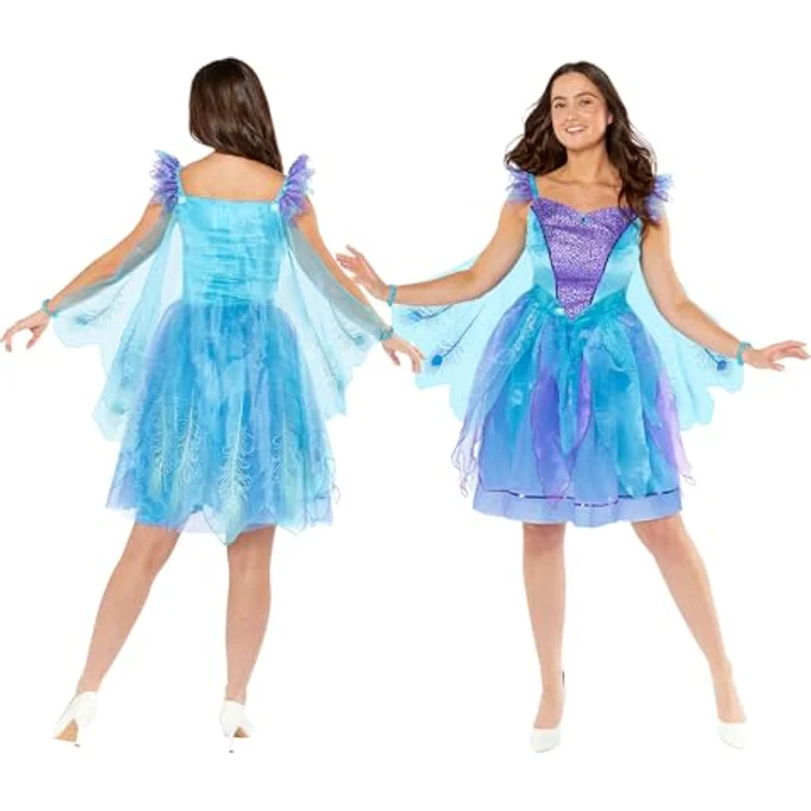 Amscan Zauberhaftes Pfauen Kostüm für Damen, mehrlagiges Tüllkleid mit Pfauenfedern und Flügeln, Größe L – Bild 6