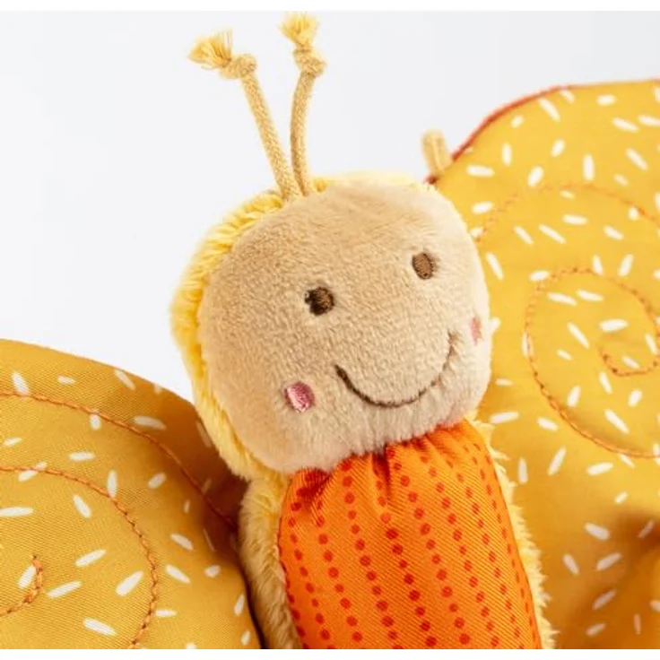 Sigikid Greifspielzeug Aktiv Schmetterling, gelb-orange, mit Geräuschen und knisternden Flügeln für Babys von 3 bis 36 Monaten – Bild 4