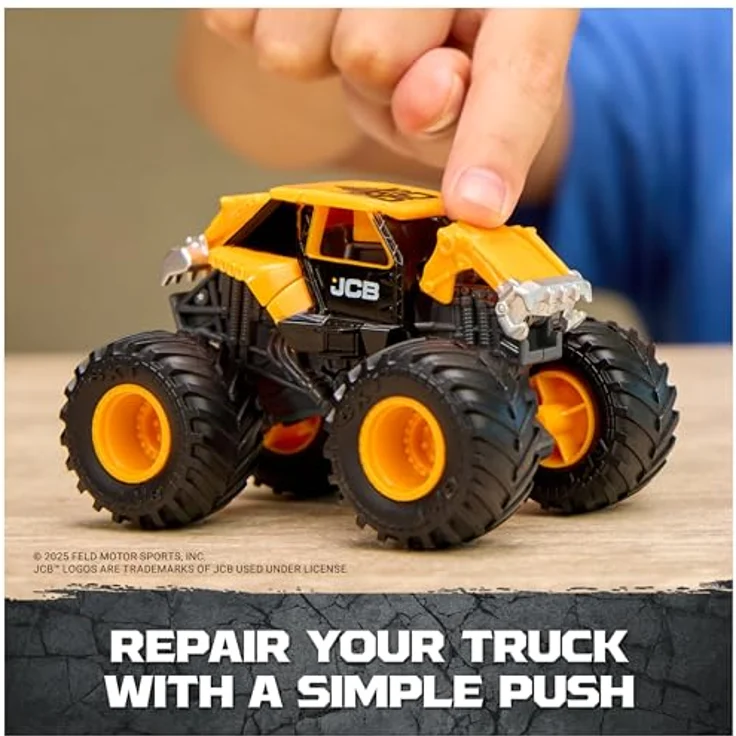 Monster Jam 1:64 Smash & Bash Smashbot Playset, mit verstellbarem Launcher und reparierbarem Roboter, inklusive Smash & Bash JCB Digatron Truck – Bild 7