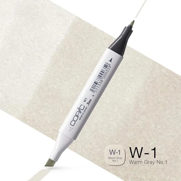 Copic Classic Marker Typ W - 1, warm gray No. 1, professioneller Layoutmarker mit breiter und feiner Spitze, schnelltrocknend und wischfest – Bild 2