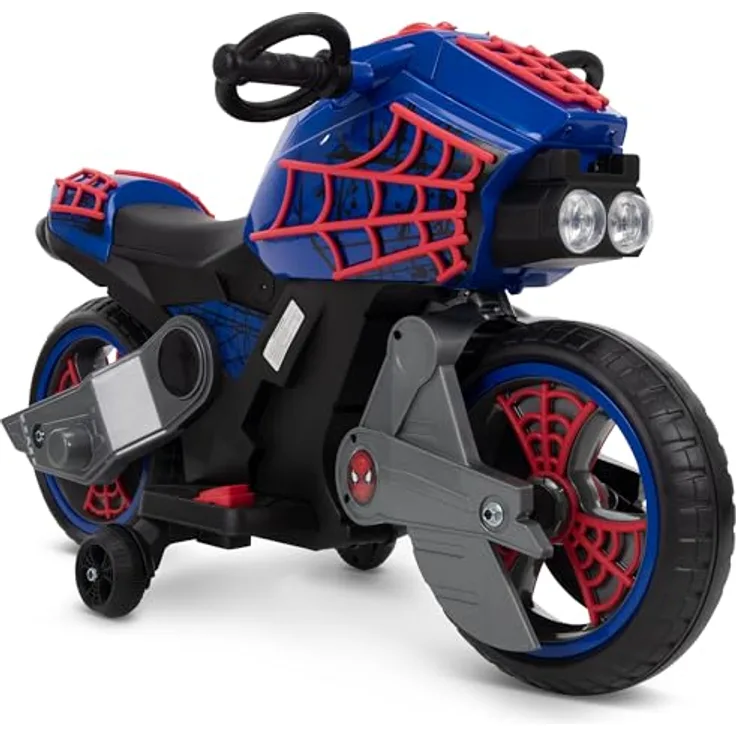 Huffy Spider-Man 6v Motorrad, Kinderelektroauto mit funktionierenden Scheinwerfern, rot