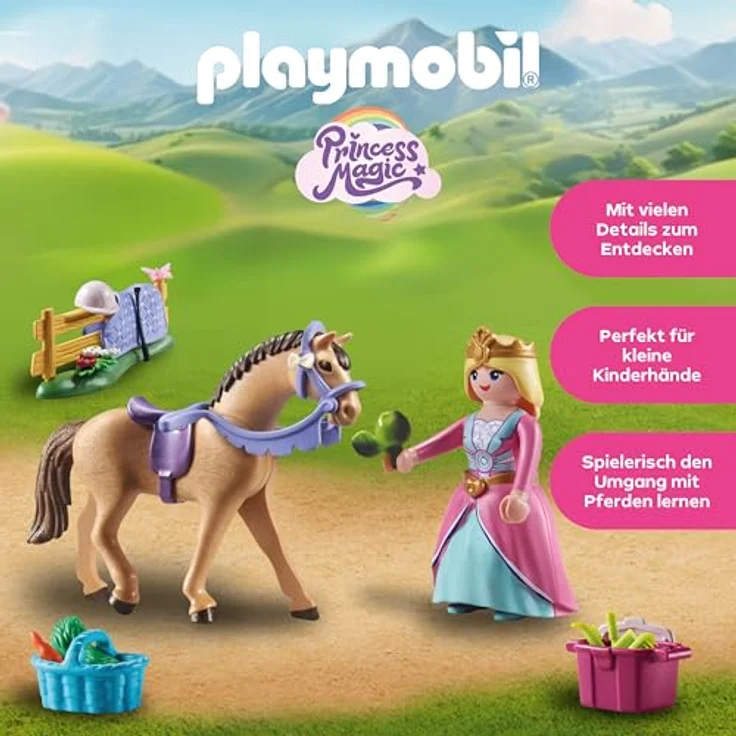 PLAYMOBIL 71801 Prinzessin mit Pferd, abnehmbarer Rock und elegantes Design aus der Princess Magic Reihe – Bild 3