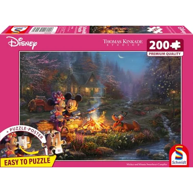 Schmidt Spiele 56558 Thomas Kinkade, Disney Mickey and Minnie, 200 Teile Puzzle mit spiegelfreier Mattlack-Oberfläche, 43,2 x 29,1 cm – Bild 4