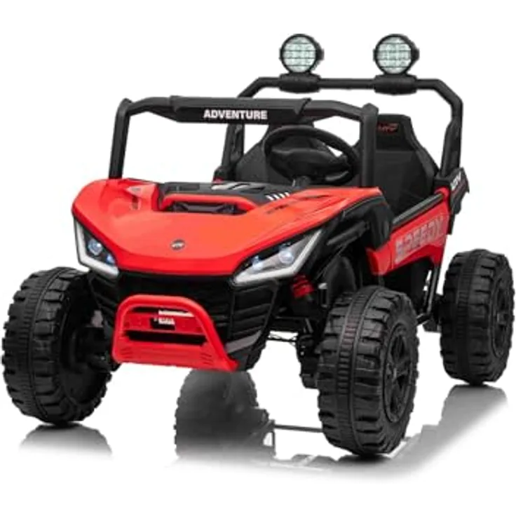 Beneo Motors T-REX Ride 24V Kinder Elektroauto 2-Sitzer 4×4 mit Fernbedienung, Lithium Akku 21,6V/5Ah, LED-Leuchten, MP3/USB/AUX – Rouge