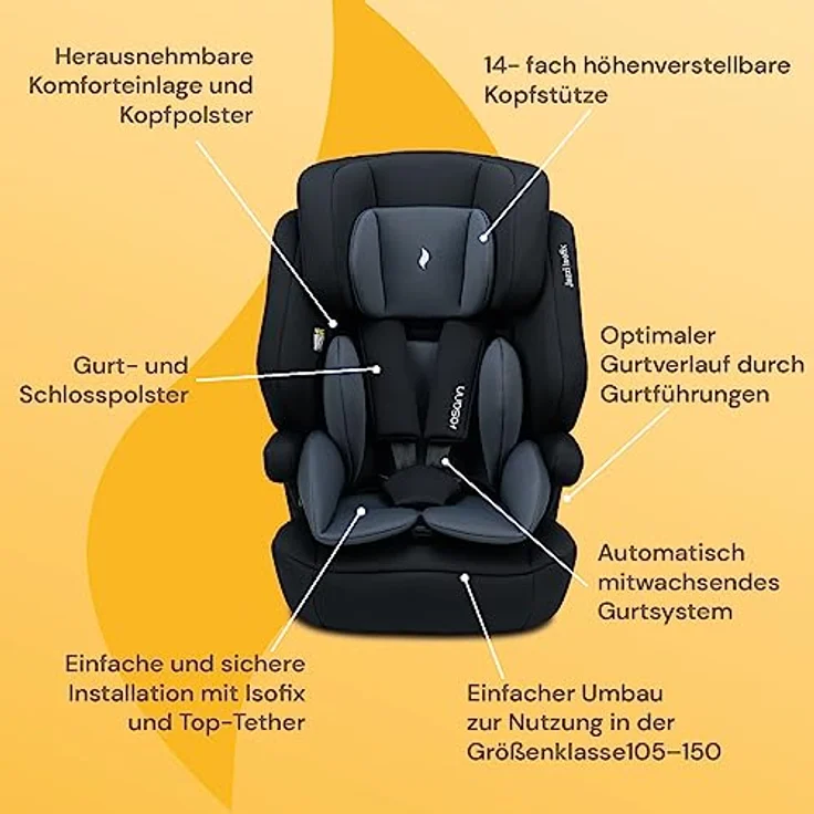 Osann Autokindersitz Jazzi Isofix, mitwachsender Kindersitz, für Kinder von 76 bis 150 cm – Bild 3