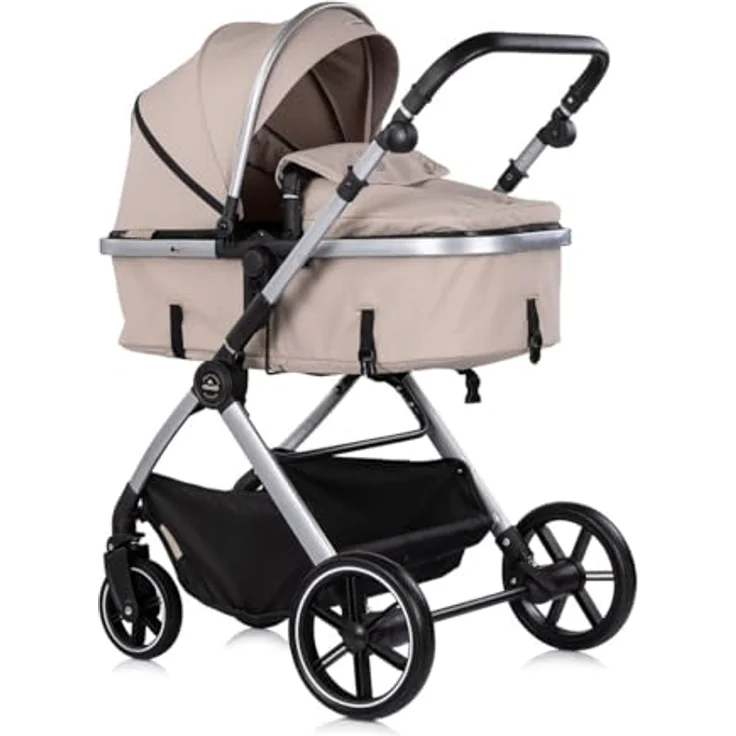 Chipolino Kombikinderwagen Pearl 2 in 1, umbaubar mit Rucksack und Fußsack, hellbraun, leichte Federung, ab Geburt bis 22 kg – Bild 2