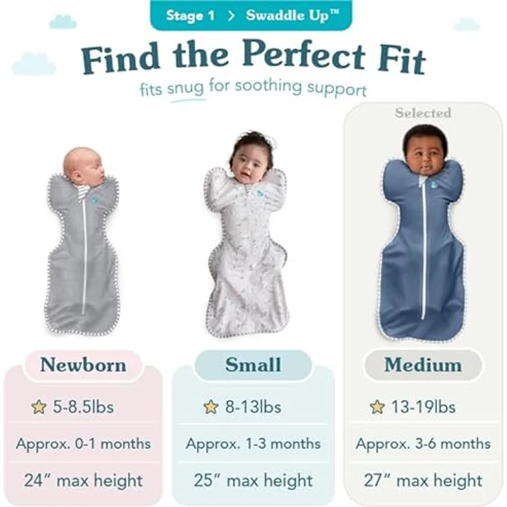 Love To Dream™ Swaddle UP™, Einschlagdecke für Babys, Enge Passform, 0,2 Tog für Frühling & Sommer (24–27°C), Baumwolle, Weiß, Größe Medium (6–8,5 kg) – Bild 3