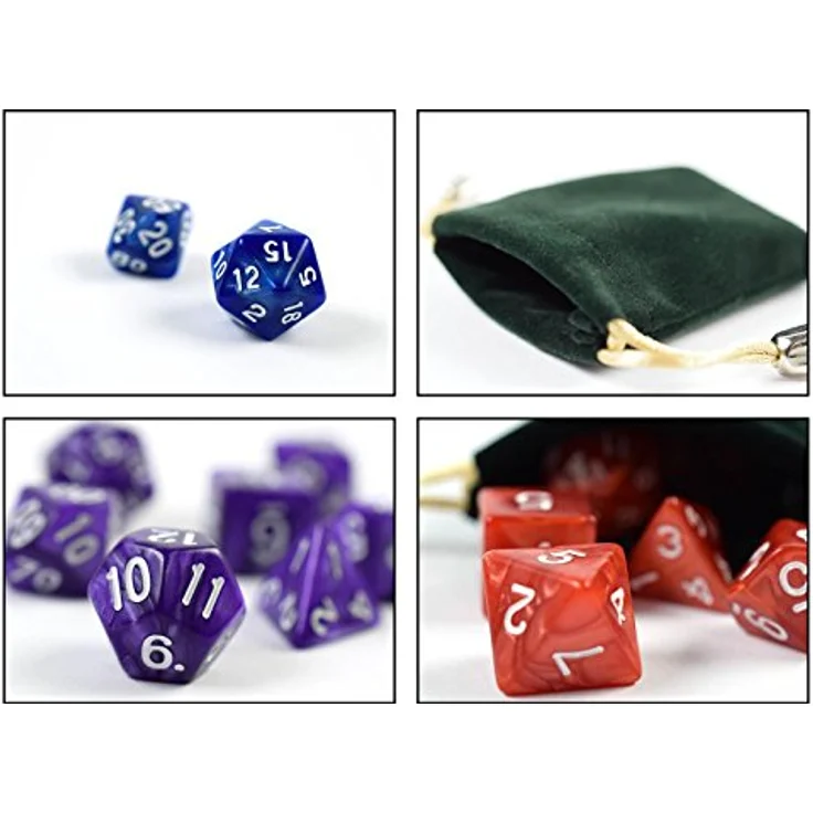shibby 7 polyedrische Würfel für Rollen- und Tabletopspiele in blau mit Beutel – Bild 3