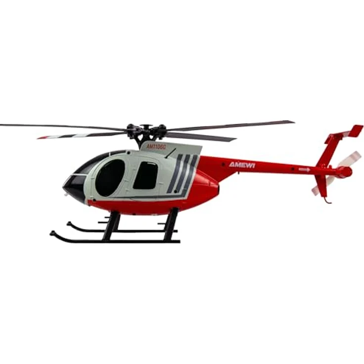Amewi Hughes MD500 Zivilhelikopter, 4-Kanal 6G RTF, rot/hellgrau, mit Auto-Start und stabilisiertem Flug – Bild 3