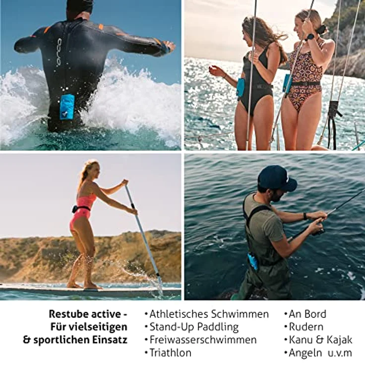 Restube Active Schwimmboje für Erwachsene und Kinder – Aufblasbare Rettungsboje in leuchtender Farbe mit Trillerpfeife – Bild 5