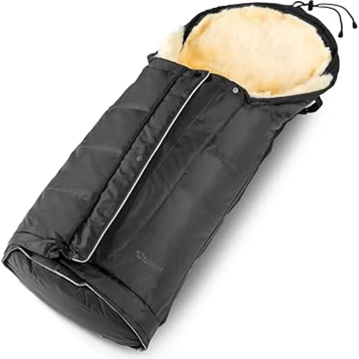 Fellhof Kinderwagenfellsack HOCHSÖLDEN, schwarz, aus 100% Merino-Lammfell, wind- und wasserabweisend, für Kinder bis 36 Monate, waschbar bei 30°