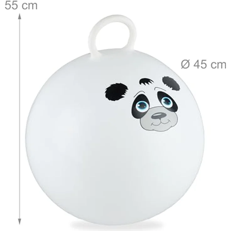 relaxdays Hüpfball für Kinder mit Tiermotiv, Panda, ca. 55 cm, PVC, phthalatfrei, für drinnen und draußen, max. Traglast 150 kg – Bild 4