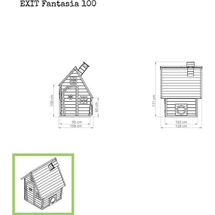 EXIT Toys Fantasia 100 Holzspielhaus für Draußen, mit Schornstein, 100% FSC Zedernholz, TÜV-zertifiziert, 128x108x171cm, natur – Bild 3