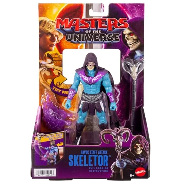 Mattel Masters of the Universe First Ones, Sammelfigur Skeletor mit Havoc-Stab, Dreh- und Loslass-Action – Bild 6