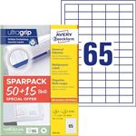 AVERY Zweckform 6121-65 Universal Etiketten (3.250 plus 975 Klebeetiketten extra, 38x21,2mm, weiß) - Selbstklebende Aufkleber mit ultragrip, 65 Blatt