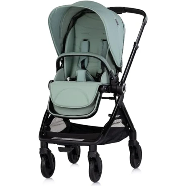 Chipolino Kombikinderwagen Elite 2 in 1, klappbar mit Fußsack und Moskitonetz, grün – Bild 2