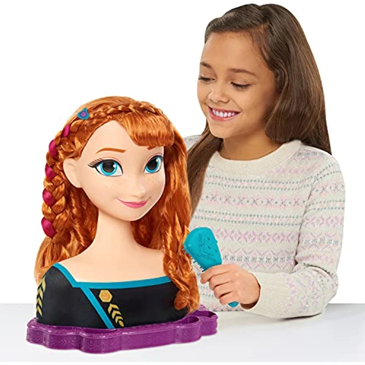 Just Play Disney Frozen 2 Anna Frisierkopf Deluxe 30cm mit 18 Zubehörteilen für Styling-Spaß, ab 3 Jahren, 32801 Merhfarbig – Bild 2