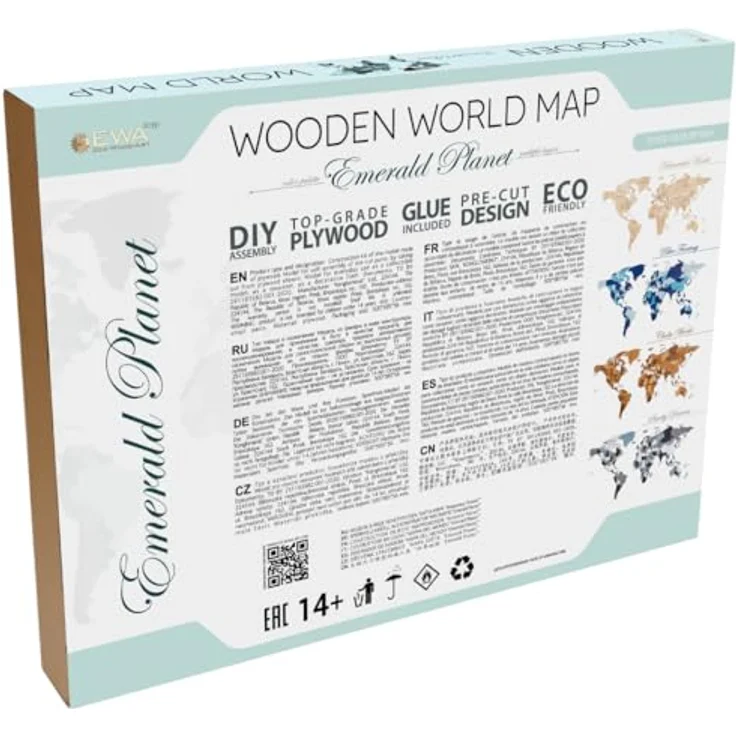 EWA Eco-Wood-Art World MAP S Emerald Planet, 3-lagiges hängendes Puzzle aus hochwertigem Sperrholz – Bild 5