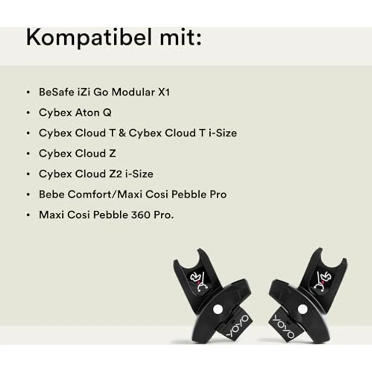 Stokke YOYO Autositzadapter Größe M, kompatibel mit BeSafe, Cybex und Maxi Cosi - für YOYO Kinderwagen – Bild 3
