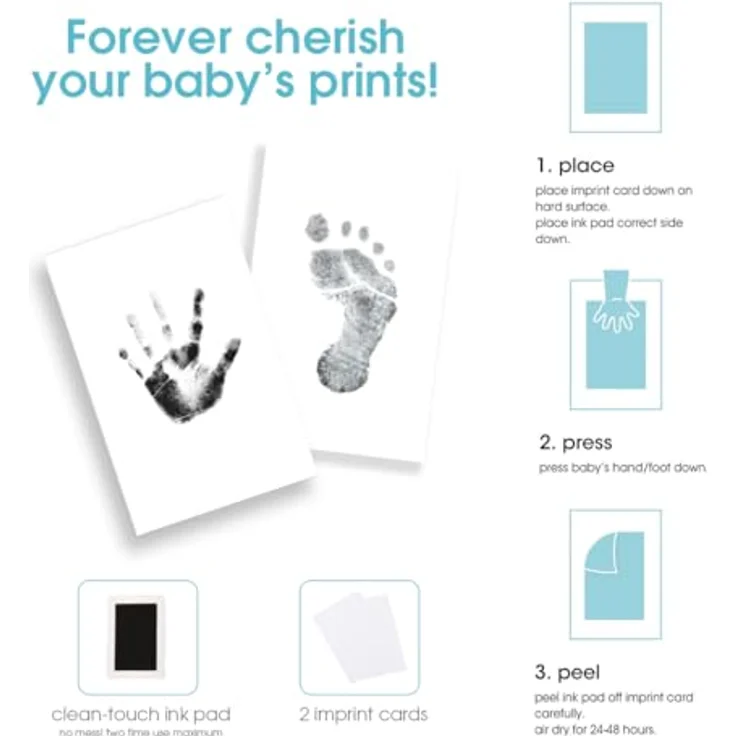 Pearhead P62201 Chevron Babybuch mit Clean Touch Stempelkissen, blau (Texte auf Englisch) – Bild 8