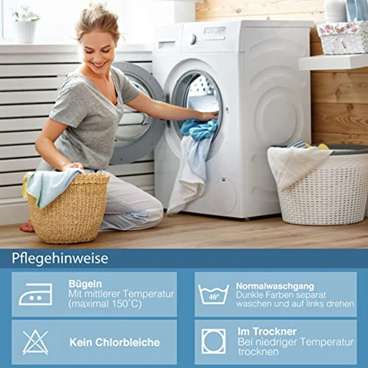ZIRVEHOME Kinder Bettwäsche 135x200 cm, 100% Baumwolle, Mit Reißverschluss (Marine, 135 x 200 cm) – Bild 5