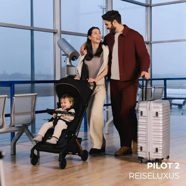 Kinderkraft PILOT 2, Reisebuggy & Sportwagen in Midnight Black, Cabin Size bis 22 kg, nur 8 kg, inkl. Tragetasche und Tragegurt, mit Liegeposition und Gratis Mobilitätsgarantie – Bild 2