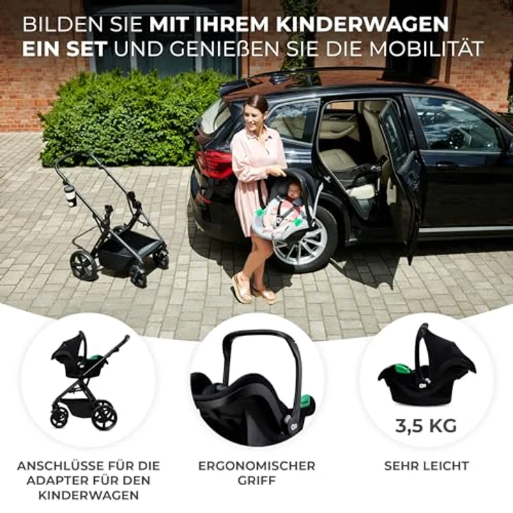 KinderKraft Newly 4in1, leichter Kombikinderwagen für Kinder bis 22 kg mit Buggy-Funktion, inkl. Mink Pro i-Size Kindersitz und Zubehör – Bild 5
